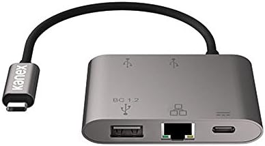 Kanex USB-C'den Gigabit Ethernet Hub'a USB Bağlantı Noktaları ve Güç Teslimatı ile Geçiş Şarjı (K181-1290)