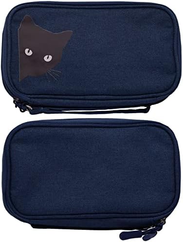 Diyabet Test Kiti (CAT/NAVY) için SNK Desenli Premium Taşıma Fermuarlı Çanta (Seyahat Çantası/Saklama Çantası)