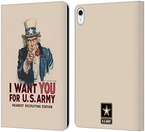 Kafa Kılıfı Tasarımları Resmi Lisanslı ABD Ordusu® Logosu Kamuflaj Anahtar Sanatı Deri Kitap Cüzdan Kılıfı Apple iPad 10.9