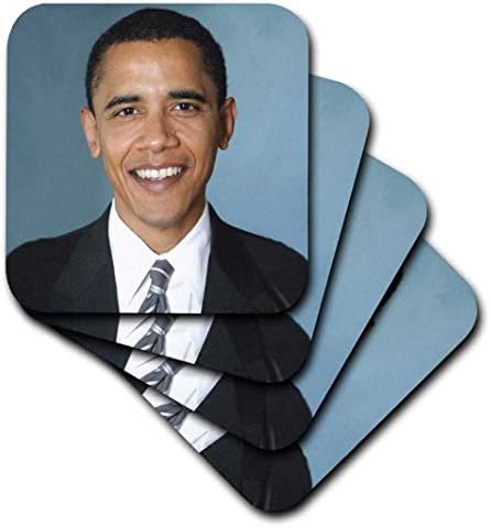 3dRose cst_5320_1 Obama Barack-Yumuşak Bardak Altlığı, 4'lü Set