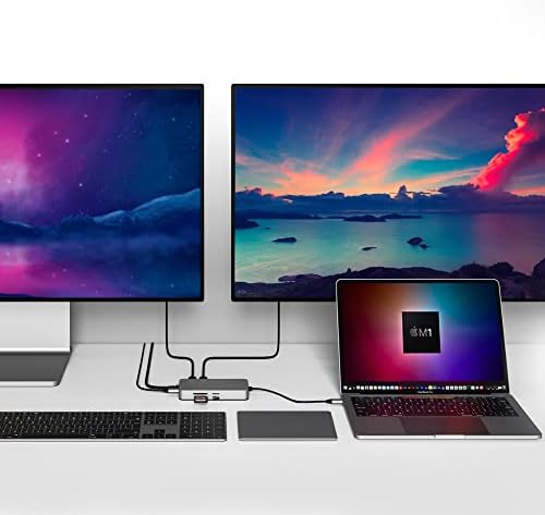 MacBook, Windows Dizüstü Bilgisayar, C Tipi Bağlantı Noktalarına Sahip Chromebook'lar için HyperDrive Çift 4K HDMI 10'u 1