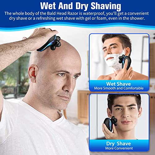 Kel Erkekler için elektrikli kafa tıraş makinesi, 6 in 1 erkek elektrikli kafa tıraş Makinesi Kel kafa Tıraş Makinesi akülü