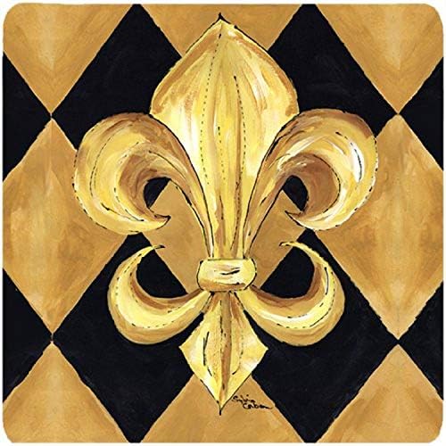 Caroline's Treasures Siyah ve Altın Fleur de lis New Orleans Köpük Bardak Altlığı (4'lü Set), 3,5 Y x 3,5 W, Çok Renkli
