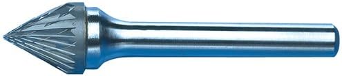 Mors Kesme Aletleri 59796-Karbür Çapak-Çift Kesim, 60° Koni, 5/8 inç Kafa Çapı, 9/16 inç Kesim Uzunluğu, 1/4 inç Şaft Çapı.