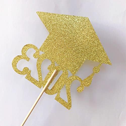 ALİSSAR Glitter Altın Çift Taraflı 2023 Mezuniyet Partisi Centerpiece Çubukları Glitter Masa Üstü Parti Malzemeleri, 10 Paket