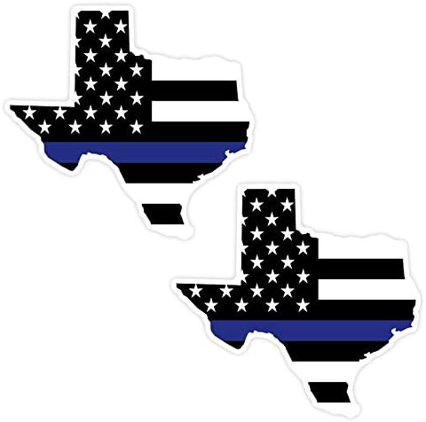 Texas Mavi Çizgi vinil yapışkan Çıkartması-Texas State Şekilli Mavi Çizgi Bayrağı-2 Paket