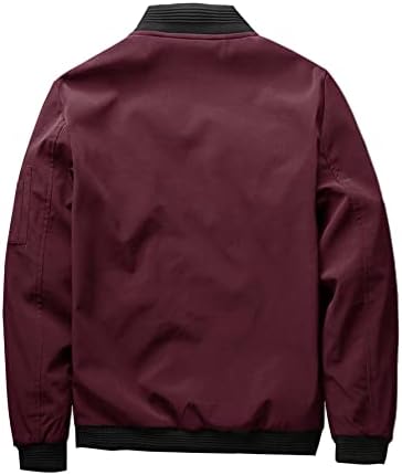OSHHO Ceketler Kadın-Erkek Düz Fermuarlı Bomber Ceket (Renk: Bordo, Beden: XX-Large)