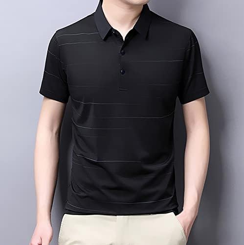2023 Yeni erkek Moda Gömlek Casual Kısa Kollu Golf Gömlek Renk Bloğu pamuklu bluz İskelet Derin Cep