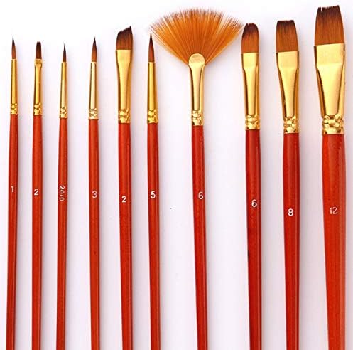 SAWQF 10 Adet boya fırçası Seti Naylon Saç Boyama Fırçası Kısa Çubuk Yağ Akrilik Fırça Suluboya Kalem Profesyonel Sanat Malzemeleri