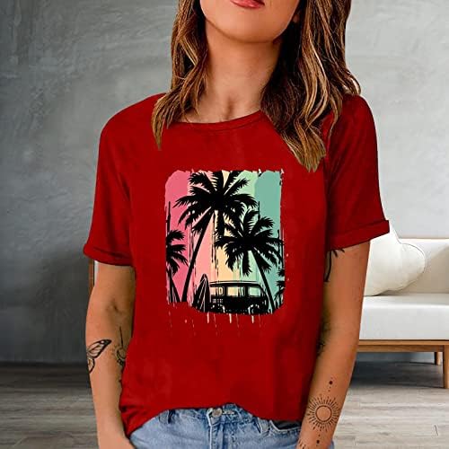 Kısa Kollu Elbise Düzenli Fit Crewneck Grafik Plaj Üst T Shirt Bayanlar için Sonbahar Yaz Pamuk Tee EZ EZ
