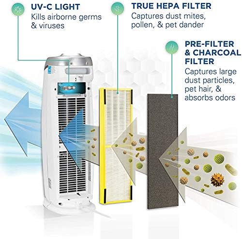 Mikrop Koruyucu Gerçek HEPA filtre Hava temizleyici AC4825W2PK ve Takılabilir Hava temizleyici ve Dezenfektan, Ortadan kaldırır