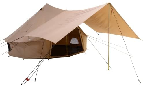 WHİTEDUCK Tente Tuval Çan Çadır Komple Gölgelik Direkleri Tüm Sezon Kamp ve Glamping (Bej, 10')