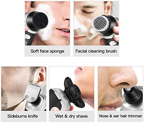 Elektrikli erkekler jileti, 5 in 1 Elektrikli Tıraş Makinesi USB Şarj Edilebilir Yüzen Kafaları Jilet Kesme Burun Kulak Saç
