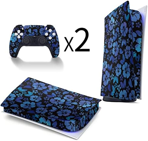 Mavi ebegümeci Çiçekleri 3 adet Tüm Vücut Çıkartması Kapak Sticker PS5 Dijital Baskı PS5 Konsolu ve Denetleyici