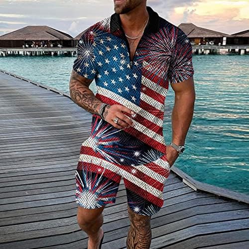 Bmısegm Yaz Erkek Gömlek Erkek Bağımsızlık Günü İbne Eğlence Sahil Plaj Tatil 3D Dijital Baskı Fermuar Erkek Takım Elbise