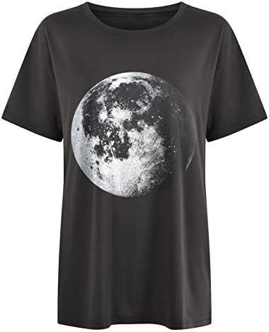 Kadın Üstleri Mektup Baskı Kısa Kollu Büyük Boy T Shirt grafikli tişört Rahat Gevşek Fit Retro Bluz Genç Kızlar için