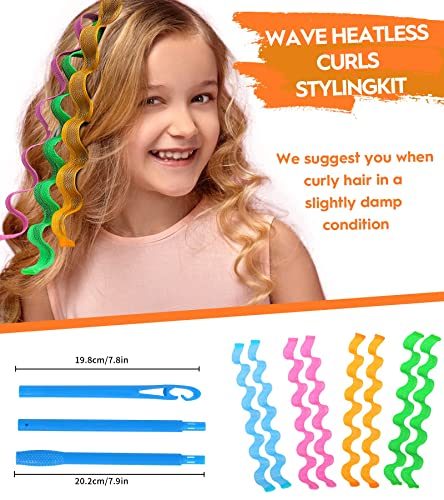 42 Parça ısısız Dalgalar Saç Bigudi, hiçbir ısı hasarı dalgalı Saç Maşaları ile 2 Takım Şekillendirici Kanca, Kadınlar Kızlar