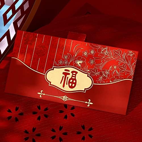 10 Adet Kırmızı Zarflar Fu Karakter Çin Hongbao Kırmızı Cep Şanslı Para için Yeni Yıl Uğurlu Kırmızı Zarflar Hediye Paketleme