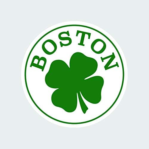 fagraphıx Yuvarlak Boston Yonca Sticker Çıkartma Kendinden Yapışkanlı Beantown Dört Yapraklı Yonca Şanslı Takılar 1.25 Geniş