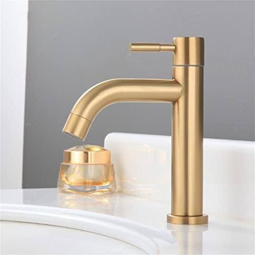 N / A Altın Banyo Havzası Tek Delik Soğuk Kolu Duş Başlığı Musluk Banyo Mutfak evye su musluğu (Renk : Pirinç, Boyutu: 185mm)