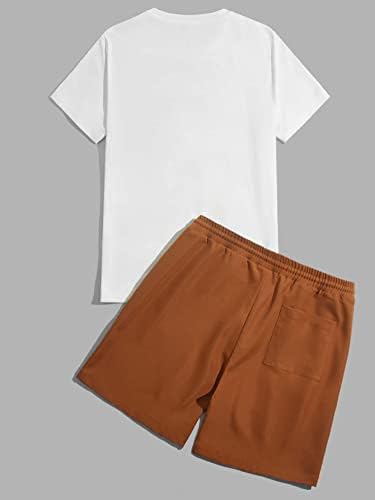 OSHHO İki Parçalı Kıyafetler Erkekler için Mektup Grafik Tee ve İpli Bel Şort (Renk: Çok Renkli, Boyut: X-Large)
