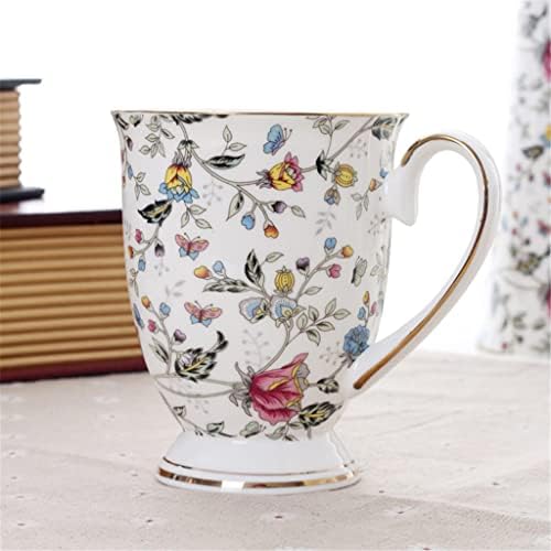 HDRZR Çiçek rattan kemik çin çay seti ile tepsi seti fincan pot seramik büyük kapasiteli fincan seti ev çay seti (Renk: Siyah,