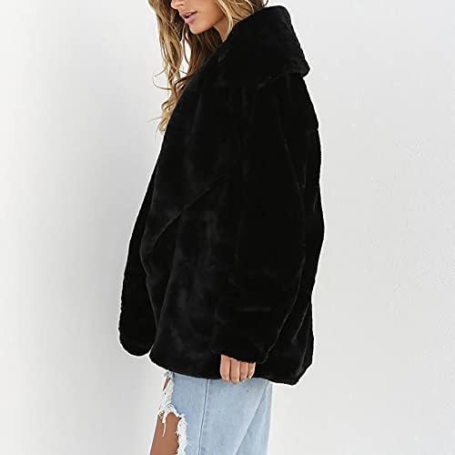MİNGE Kış Güzel Uzun Kollu Ceket Kadınlar için Okul Bulanık Gevşek Fit Yaka Palto Sıcak Düz Renk Düğmesi Ön
