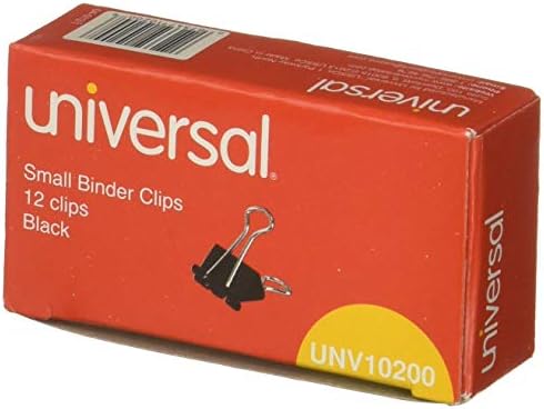 UNV10200VP3 Universal Small Binder Clips, Çelik Tel, 3 / 8quot; Kapasite, 3 / 4quot; Geniş, Siyah / Gümüş, 36/Paket