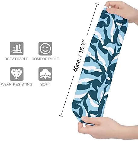 WEEDKEYCAT Ditsy Yunuslar Yelken İçine Mavi Kalın Çorap Yenilik Komik Baskı Grafik Rahat Sıcak Orta Tüp Çorap Kış için