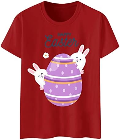 Mutlu Paskalya Gömlek Kadınlar için Sevimli Tavşan Yumurta Grafik kısa kollu t-shirt Ekip Boyun Casual Tee Tops Tatil Bluz