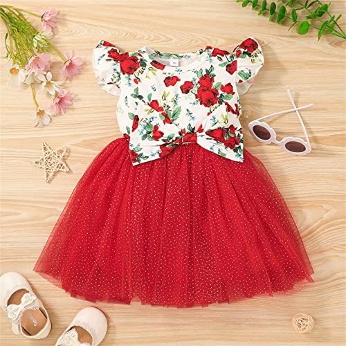 Genç giyim setleri Elbise Toddler Kız Sinek Kollu Baskılı Çiçek Tül Bebek Prenses Bebek Kız Battaniye Setleri