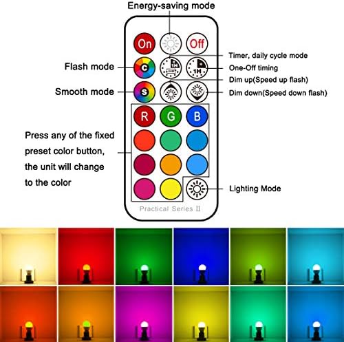 Yangcsl LED ampuller 40W Eşdeğer, Uzaktan Kumandalı RGB Renk Değiştiren Ampul, E26 Taban, 10'lu Paket