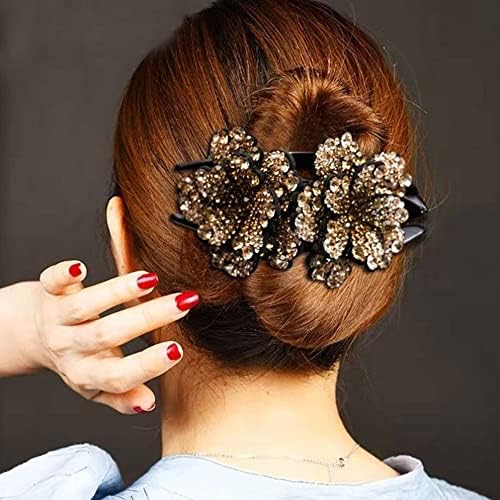 Kaymaz Saç Pençe Basit Bayan Çift Çiçek Başın Arkası Renkli Kadın Saç Pençe saç aksesuarları Kore Tarzı saç tokası Ördek
