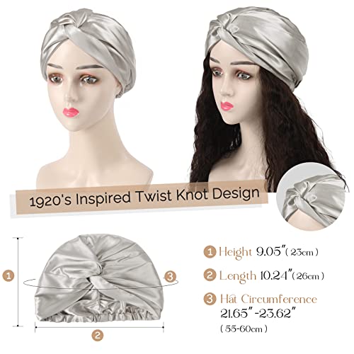 YANİBEST Saten Kaput Ipek Kaput Uyku Kap Kadınlar ıçin Saç Bakımı Ayarlanabilir Düğümlü Türban Şapka Kıvırcık Doğal Saç