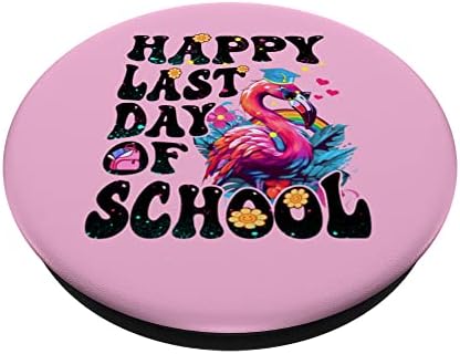 Okul Öğretmeninin mutlu Son günü Harika Flamingo Gökkuşağı PopSockets Değiştirilebilir PopGrip