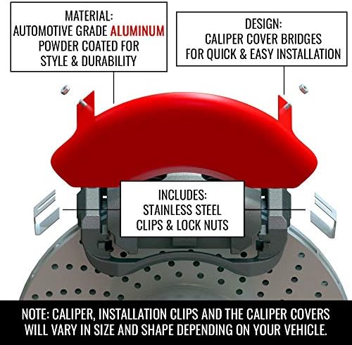 MGP Kaliper Kapakları Kırmızı Toz Boya Kaplamalı 14033SRS5RD Kaliper Kapağı, (4'lü Set)