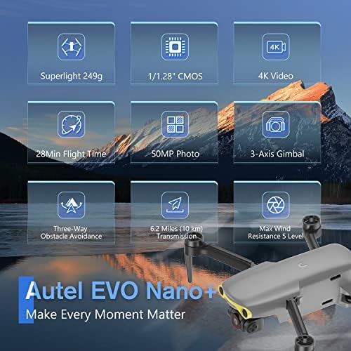 Autel Robotics EVO Nano + Premium Paket, 4K RYYB Kameralı 249g Mini Drone, Coğrafi Çit Yok, PDAF + CDAF Odak, 3 Eksenli Gimbal,