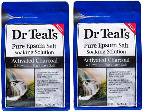 Dr Teal'ın Epsom Tuzu Aktif Kömür ve Hawaii Siyahı Lav Tuzu Banyosu Islatma Çözeltisi-2, 3 lb'lik Yeniden Kapatılabilir Torba