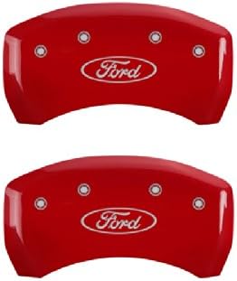 MGP Kaliper Kapakları 10229SFRDRD Ford Oval Logo Tipi Kaliper Kapağı, Kırmızı Toz Boya Kaplamalı ve Gümüş Karakterli, (4'lü
