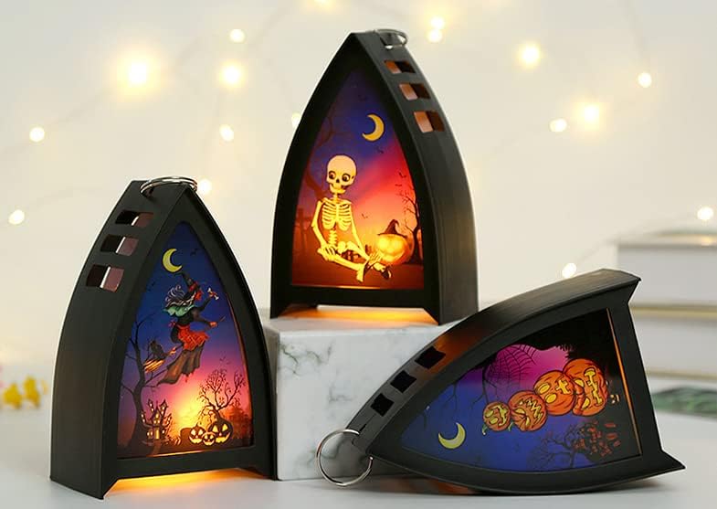 Alevsiz LED Mum Cadılar Bayramı Fener ışık dekorasyonu Titreşimsiz led ışık Asılı Lamba Ev Partisi Dekoru Kapalı Açık (Kabak)