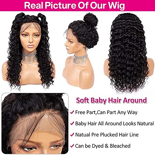 Derin Dalga dantel ön peruk s İnsan Saçı 26 İnç 13x4 Dantel Frontal Kıvırcık Peruk Siyah kadın peruk HD dantel ön peruk s