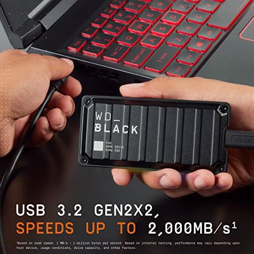 WD_BLACK 500GB P40 Oyun Sürücüsü SSD - 2.000 MB/s'ye kadar, RGB Aydınlatma, Taşınabilir Harici Katı Hal Sürücüsü SSD, Playstation,