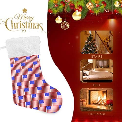 PİMİLAGU ABD Bayrağı Desen Noel Çorap 1 Paket 17.7, asılı Çorap Noel Dekorasyon için