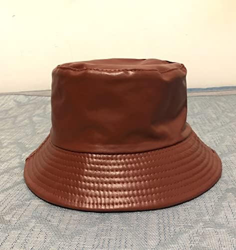 Unisex Retro Moda PU Deri Kova Şapka Balıkçı Şapka Geri Dönüşümlü Katı Moda güneş şapkası Erkekler Kadınlar için…