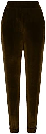 Kadın Altın Kadife Özel Pantolon Moda Sonbahar Uzun Pantolon Rahat Elastik Bel Düz Gevşek Düz Pantolon Vintage
