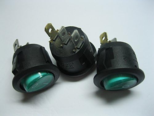 6 adet Rocker Anahtarı 3pin 6A ON-Off Dairesel Yeşil Kapaklı Kırmızı led ışık KCD1-106