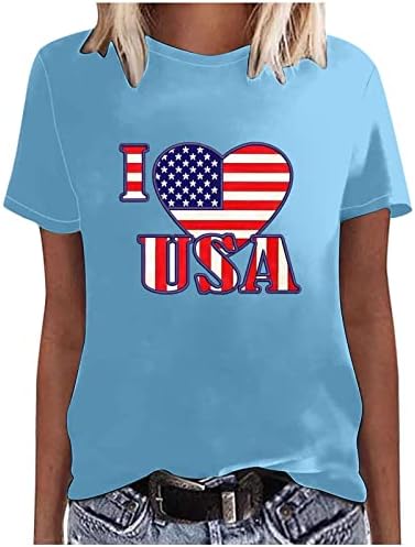 Amerikan Bayrağı Kalp Gömlek Vatansever Gömlek Kadın 4th Temmuz Tee Üstleri ABD Bayrağı Yıldız Çizgili grafikli tişört