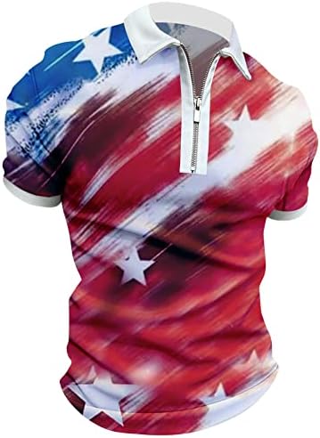 Bmısegm Yaz Erkek T Shirt erkek Amerikan Bayrağı Vatansever Gömlek Erkekler için 4 Temmuz Kas Turn Down Yaka Renkli Gömlek