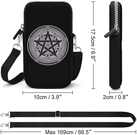 Gri Beş Yıldızlı Pentagram Küçük Cep Telefonu Çanta Tutucu saklama Çantası Mini Messenger omuz çantası Cüzdan
