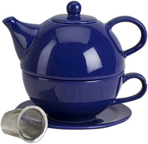 Bir demlik, kobalt ile bir çaydanlık seti için Omniware 5 parça çay
